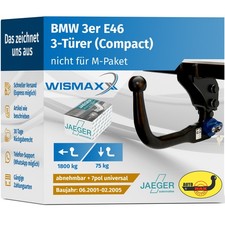 ANHÄNGERKUPPLUNG vert. abnehmbar für BMW 3er Compact E46 01-05 +7pol E-Satz ABE