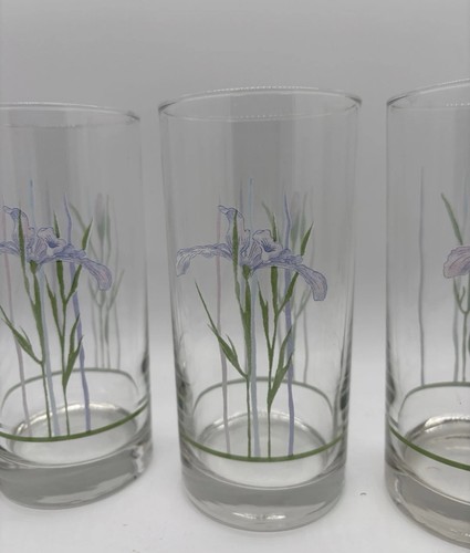 Vintage Corelle Shadow Iris 14 oz Glass Tumbler 6" Set of 4 - Picture 3 of 4