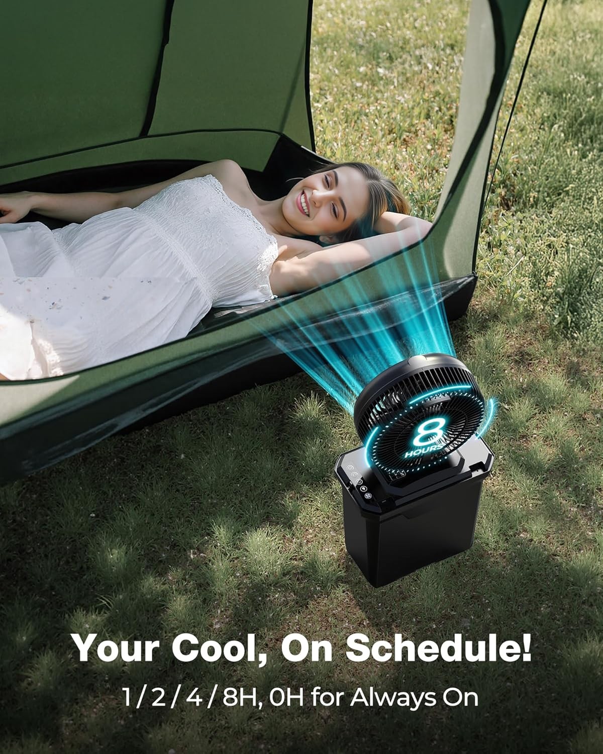 xasla Camping Misting Fan, 10-Inch Cooling Fan 20000mAh Medium, Black 