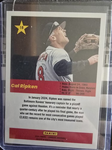 2024 Panini Donruss - Action All-Stars Cal Ripken #18 Blue Ice #32/35 - Picture 2 of 2