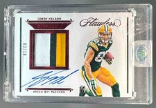 Jordy Nelson 2021 Panini Flawless #DPA-JNE Ruby Distinguished Patch Auto /10