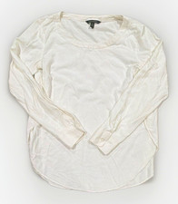 Banana Republic Women's Size S White Scoop Neck Long Sleeve Pullover Blouse. E1