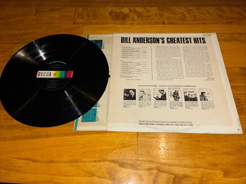 Vintage Vinyl Record " Bill Anderson's Greatest Hits " 1967 Country Music-Rare - Picture 2 of 4