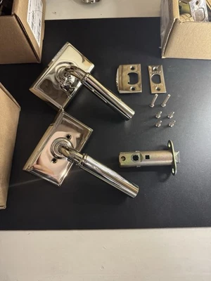 EMTEK Passage Rectangular Rosette Passage LH Silver Modern Rectangular Door Knob