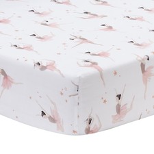 Lambs  Ivy Ballerina Baby Breathable 100 Cotton Fitted Crib Sheet - White