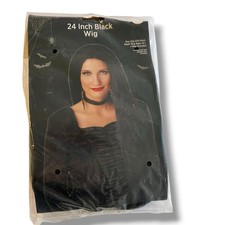 Halloween Long Black Wig - Ages 14 Costume/Accessory 24 Length - NEW D-2