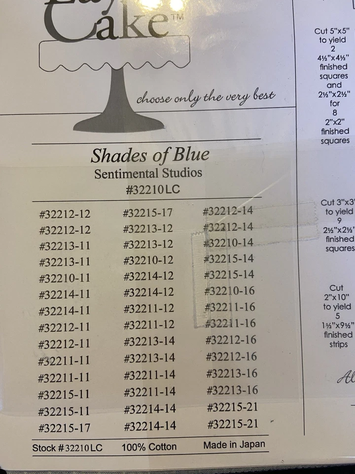 Shades Of Blue By Sentimental Studios For Moda 10” Layer Cake Rare And OOP - Image 2 of 2