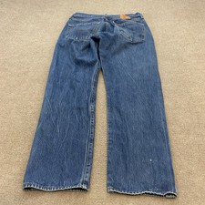 Levis 501 Jeans Mens 30x28 Distressed Denim Faded Blue Button Fly