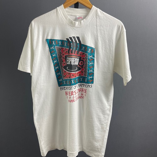 Vintage 1992 Boyers Coffee Denver T Shirt Keith Haring Style Single Stitch L USA