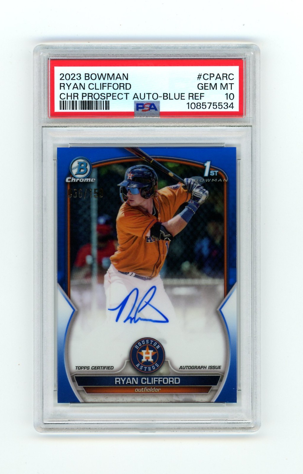 2023 Bowman Chrome 1st Ryan Clifford /150 Blue Refractor Auto PSA 10 CPA-RC