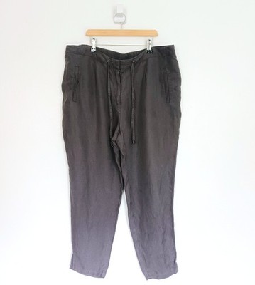 Mint Velvet Trousers Size 18 Womens Linen Grey Cropped Fit Chino Hareem Boho