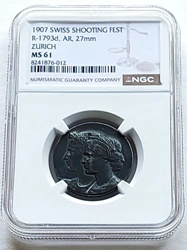 1907 Switzerland shooting festival silver medal , NGC MS 61      #2089 , # 69-14