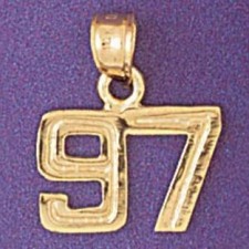 Number 97 Charm Pendant 14k Gold 1.2 Grams 