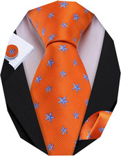 Fun Animal Ties for Men Designer Handkerchief Cufflink WOVEN Casual Necktie Set