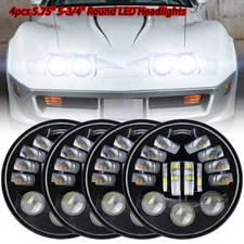 Fit 1968-1982 for Chevy Corvette C3 4PC 5 3/4 5.75" LED Headlight Hi/Lo Beam DRL