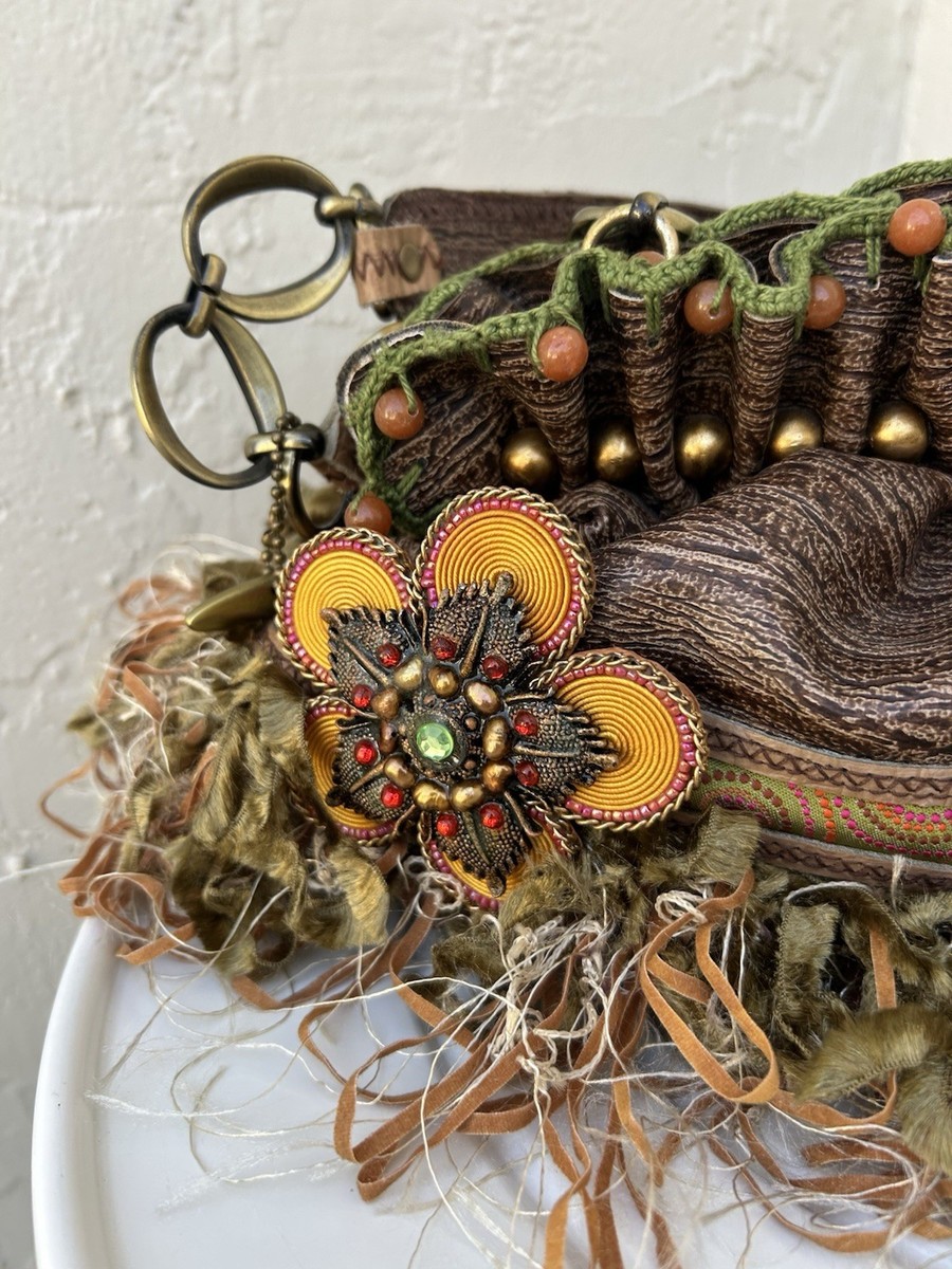 Vintage Mary Frances Handbag Purse Beaded Embellished Leather