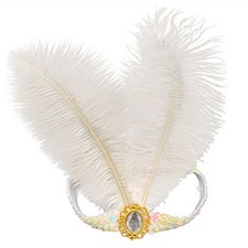 2 Pieces 1920s Flapper Headband Sequins Feather Headpiece Mardi Gras Carnival