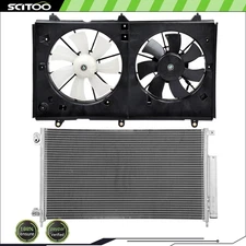 Car A/C Condenser and Cooling Fan Assembly Kit Fit For 2003 04-2007 Honda Accord