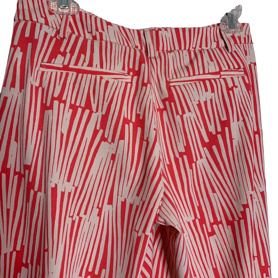 NY&C New York & Co Pants Womens 0 Wide Leg Pink & White Knit Stretch Abstract - Image 4 of 4