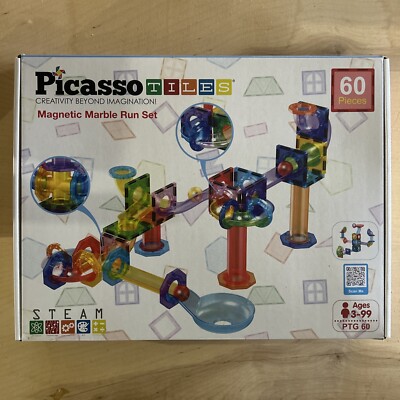 PicassoTiles 60 Pieces Marble Run Building Blocks PTG120 New