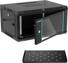 6U Vented Wall Mount Server Cabinet with 10" Shelf, 17.7" Deep, 0.8mm Thick