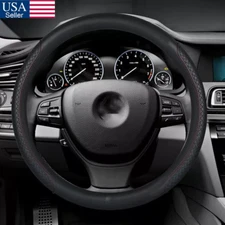Leather Car Steering Wheel Cover Breathable Anti-slip Car Accessories Black USA