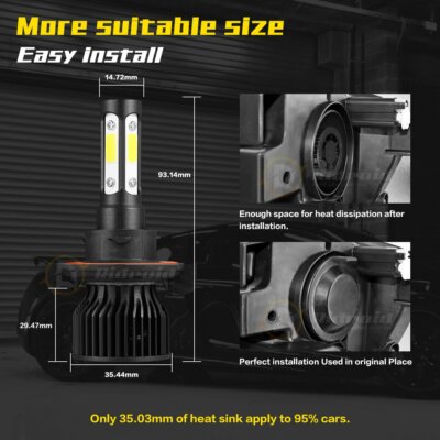 4 PCS H13 9008 LED Headlight Hi/Lo Beam 6000K White 1:1 Size 200 - Foto 9