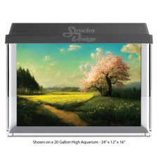 Countryside Cherry Tree Polyester Fish Tank Glass Backdrop Aquarium Background