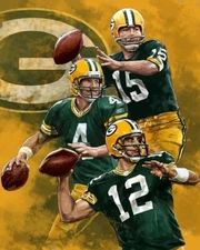 Brett Favre Aaron Rodgers Bart Starr Green Bay Packers NFL Football 8x10 Picture