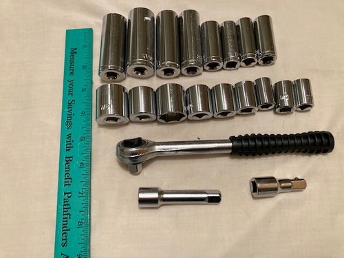 NEW - 20 PIECE 3/8" DRIVE 6 POINT SOCKET SET W/ RATCHET - FREE SHIP - Picture 9 of 10
