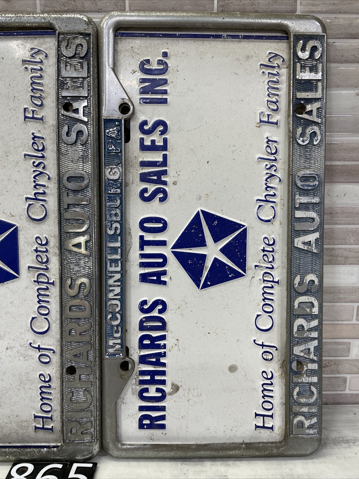 2 Richards Auto Sales Front Dealership Tag & Frames, McConnellsburg