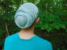Women's Beautiful Light Blue Glittery Tichel Head Scarf Head Wrap