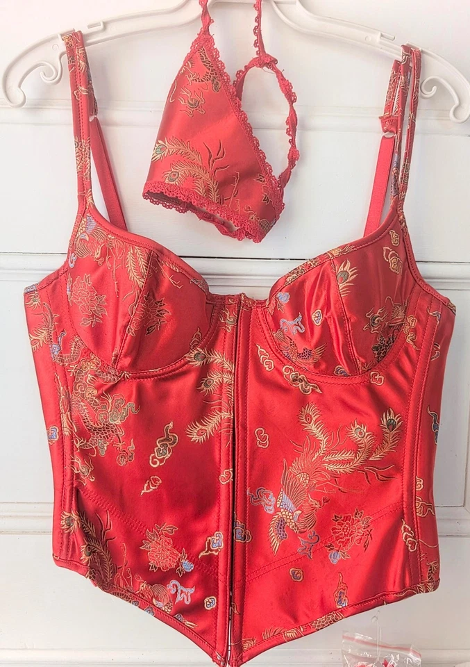 Elegant Moments Red Oriental Lingerie Corset, Size 34.   - Image 2 of 4