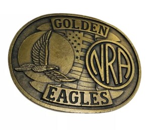 Details About Vintage Nra Golden Eagles Belt Buckle Brass National Rifle Association