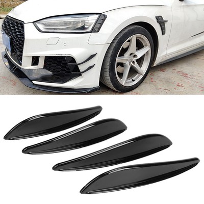 Glossy Black 4pcs Car Bumper Lip Splitter Fin Canards Auto Body Kit Decor Pr