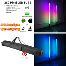 4pack 360° Battery Wireless DMX led Pixel Tube Uplights DJ IR App IP65 RGBWA
