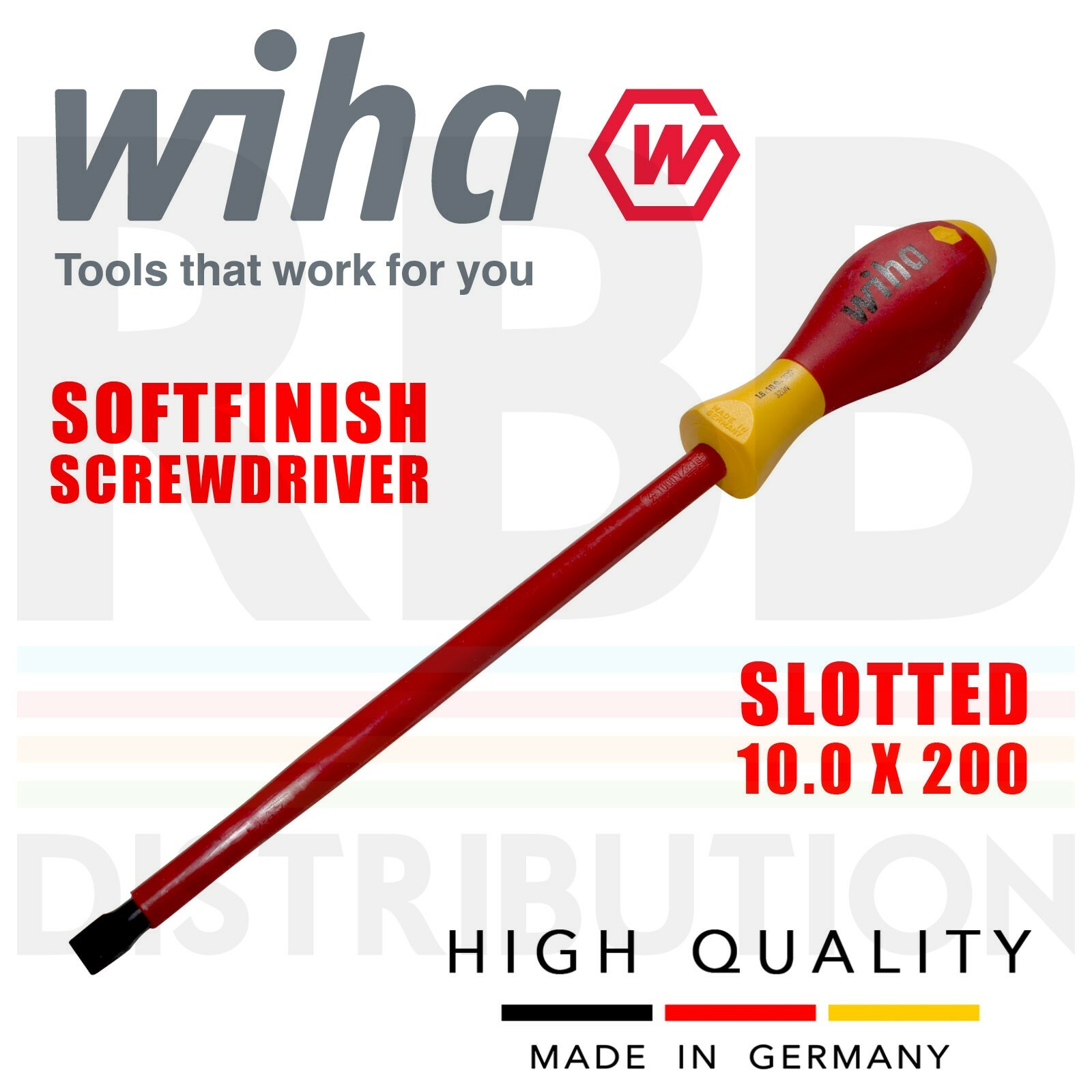 Wiha Cacciavite a Taglio 10mm 1000v VDE Elettrico Testa Piatta Softfinish 00832