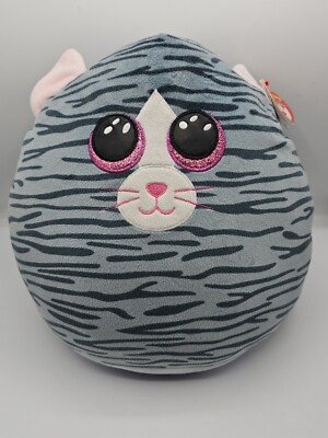 Ty Squish a Boo's Kiki the Cat Tiger Striped Plush Approx 13 New 