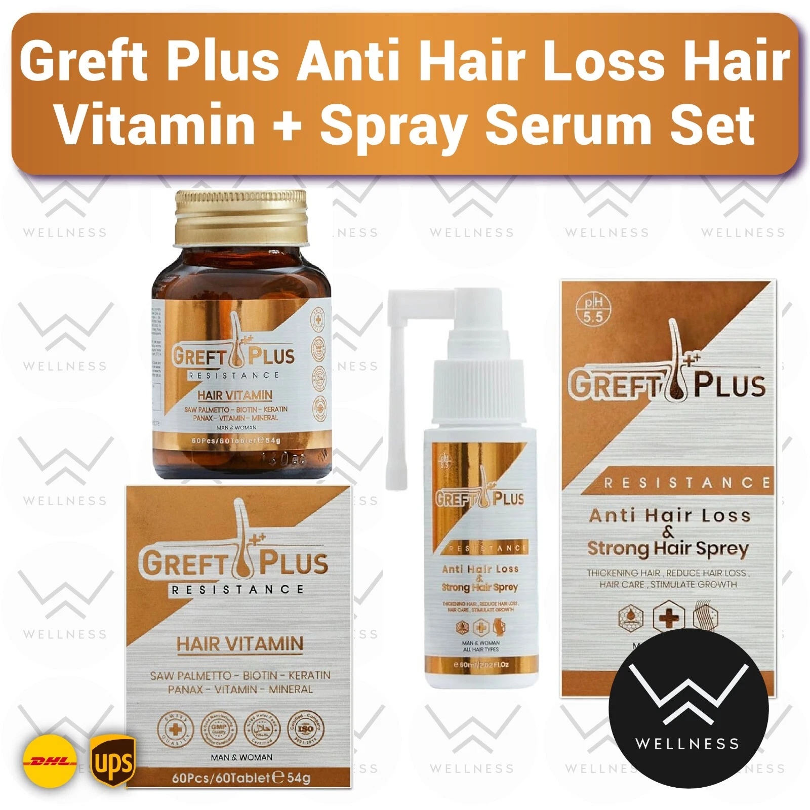 Greft Plus Anti Hair Loss Hair Set ( Vitamin + Spray Serum Sets )