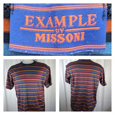 Example by Missoni Striped TShirt L 100% Cotton 90s vintage Italy 