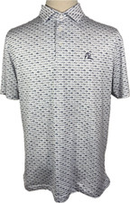 Rhoback Men  s Performance Polo sz L - The Shark Print Short Sleeve Golf Shirt