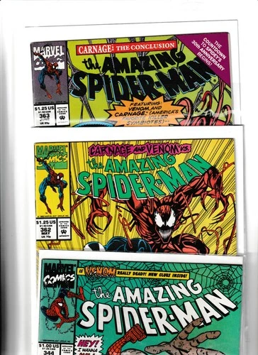 *🔑💥* WOW MARVEL AMAZING SPIDER-MAN LOT  OF 3 COPPER AGE#s344/362/363 *🔑🤑😍*