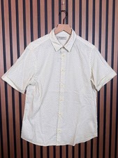 AllSaints Shirt Medium Mens Ivory Nissen 100 Cotton Short Sleeve Button