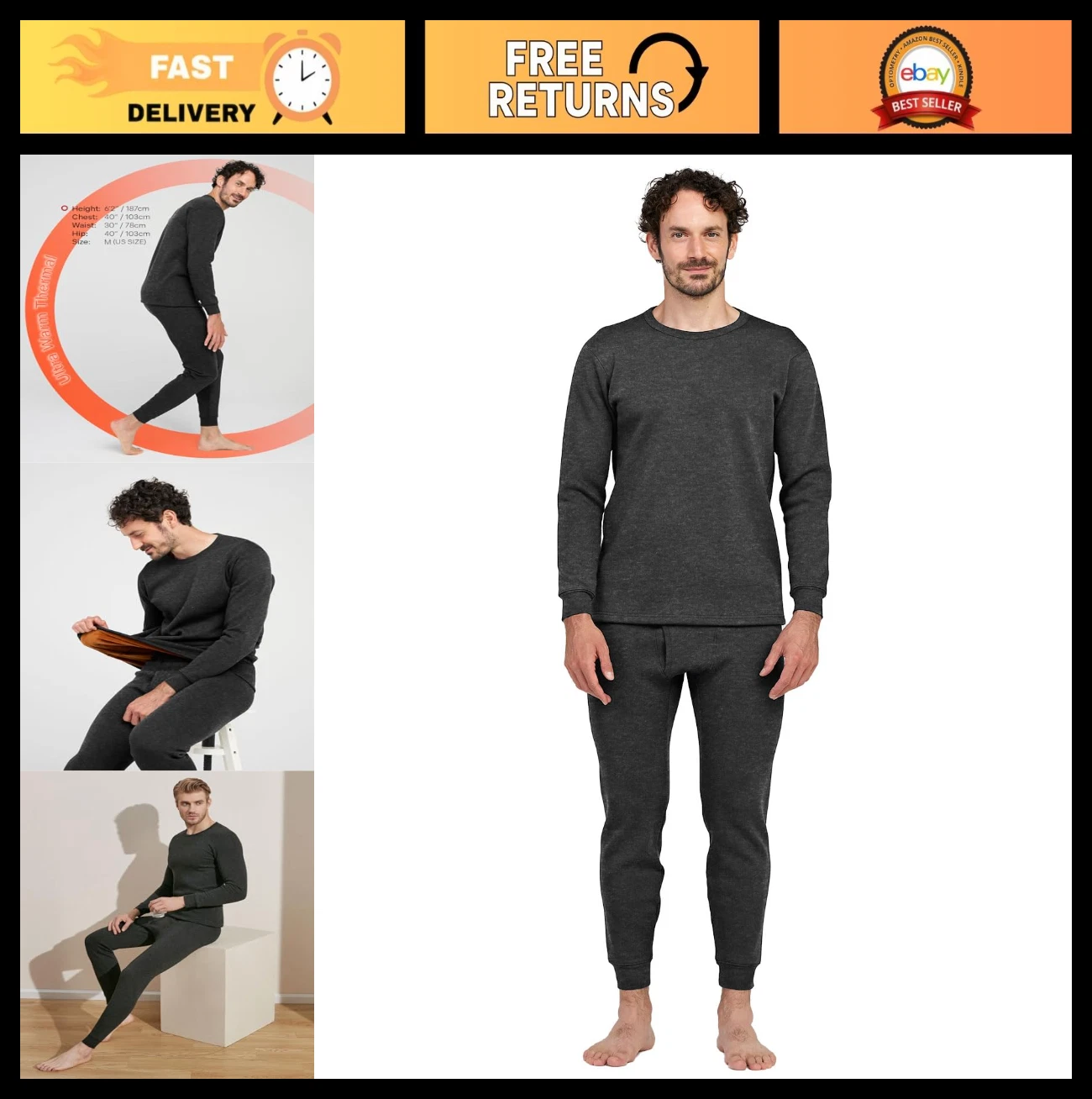 Ultra Heavyweight Thermal Underwear Set for Extreme Cold Weather, Fleece Lined L
Opens in a new wind