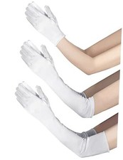 3 Pairs Long Opera Party Gloves for Women 1920s Satin White Gloves for