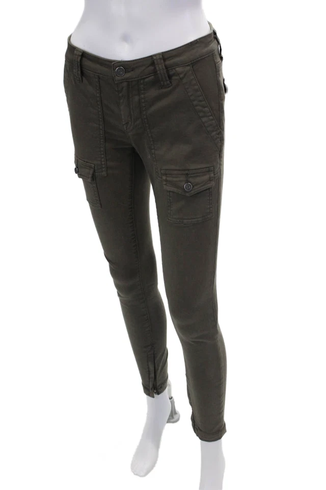 Pantalones de mezclilla Joie para mujer de algodón ajustados con bolsillos cargo verde talla 26 Foto 2 de 4