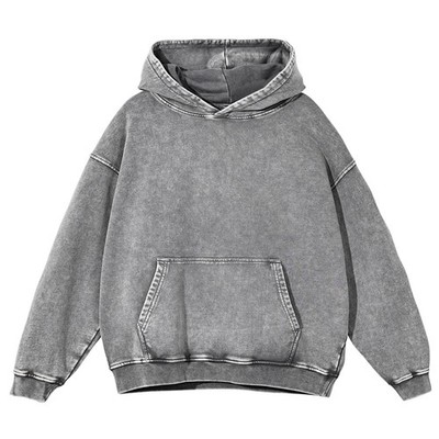 SnowElve Mens Hoodies Vintage Oversized Hoodie Acid Wash Couples Cotton Pullo...