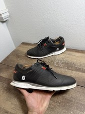 FootJoy Pro SL Golf Shoes Mens Size 10.5 Black White Spikeless Lace Up FJ Logo