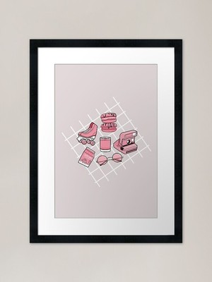 rosa ästhetischer gerahmter Kunstdruck gerahmtes Wandbild Poster Leinwanddruck Bild