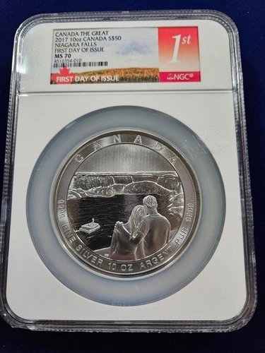 🌟 2017 Canada $50 10 Oz Silver Niagara Falls Commemorative Coin NGC MS70 FDOI
